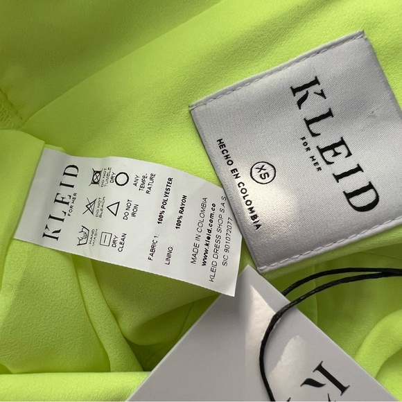 NWT Kleid For Her Neon Yellow High Low Midi Maxi Dress Asymmetrical Size XS - Picture 7 of 13